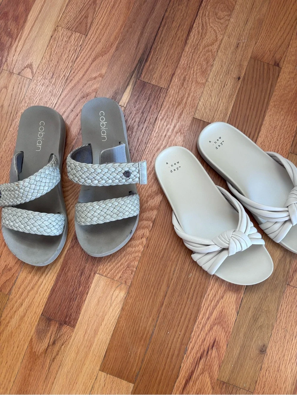 Cobian Women's Cream Braided & Knotted Slide and A New Day Sandal Duo